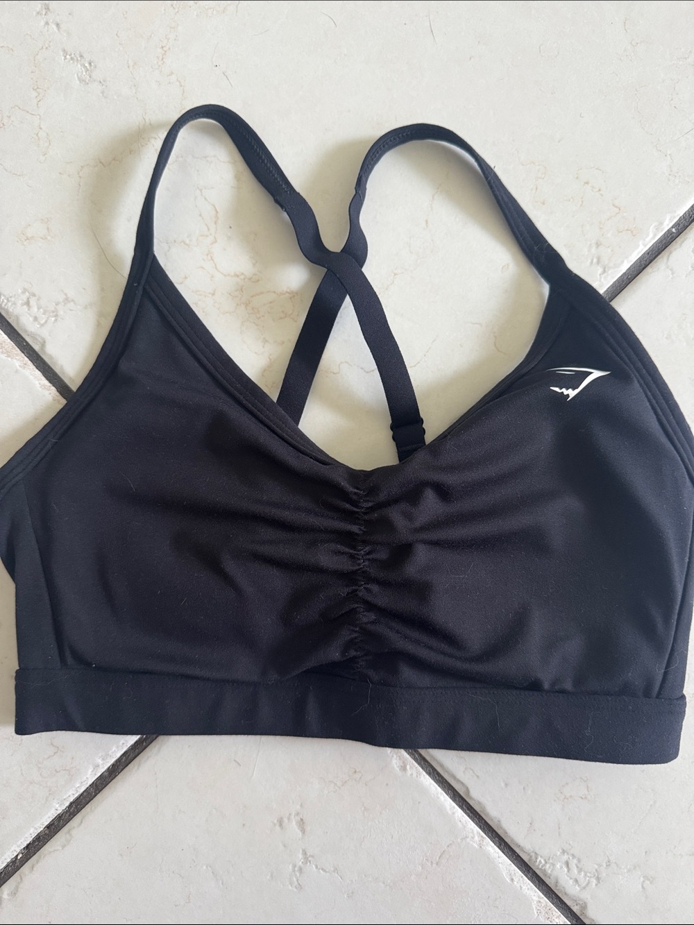Gymshark Black Ruched Front Strappy Sports Bra